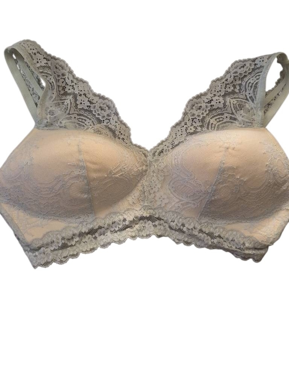 Gilligan & O'Malley Lace Wireless Bra - Cream and Light Gray